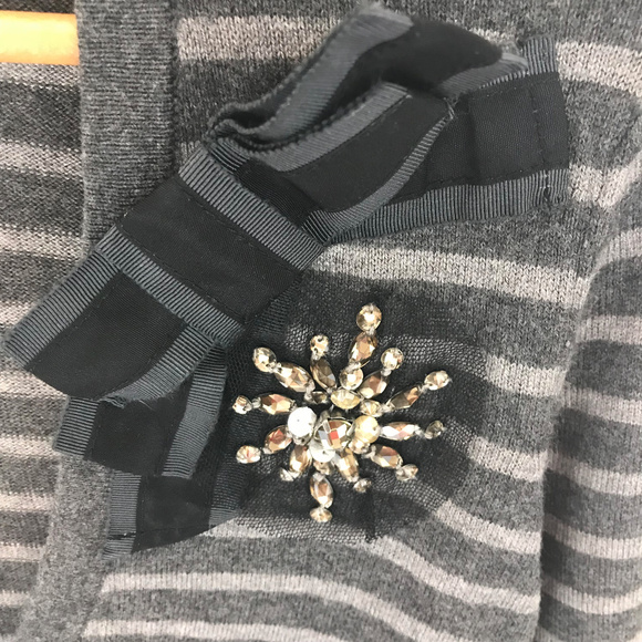 Loft Striped Button Down Cardigan Embellished - Picture 2 of 4